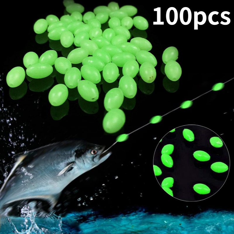 Fishing Lure Accessories - 100 ชิ้น/ล็อตรูปไข่ Night Luminous ลูกปัดตกปลาเรืองแสงตกปลาทะเลเหยื่อล่อลอยลูกปัดตกปลาเครื่องมือสําหรับ RIG