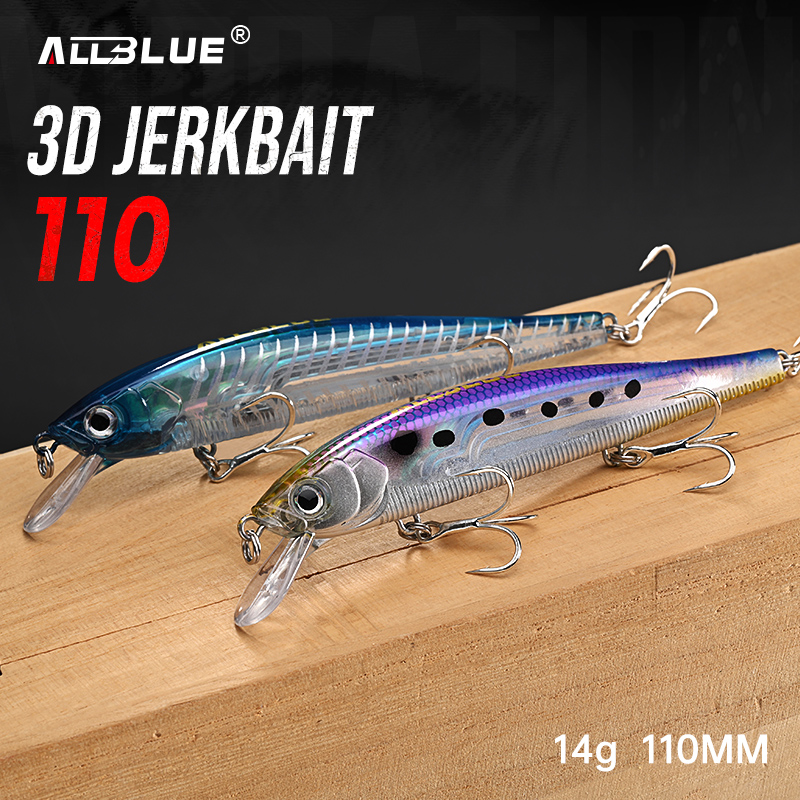 Fishing Lure Jerkbait - เหยื่อตกปลา ALLBLUE 3D Jerkbait Wobbler ขนาด