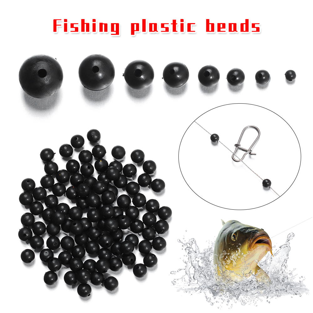 Fishing Lure Soft Plastic - 100 ชิ้น/ล็อตลูกปัดตกปลา Space Stopper สีดํา 3