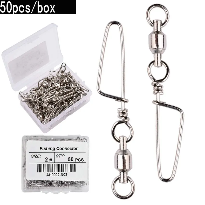 Fishing Lure Box - 50 ชิ้นลูกปืนตกปลาหมุนพร้อม Coastlock Snap 0-6 #