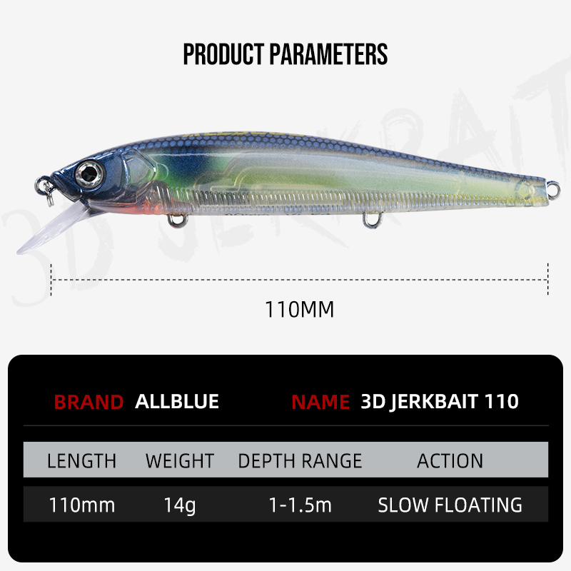 เหยื่อตกปลา ALLBLUE 3D Jerkbai - Fishing Lure Jerkbait บทวิจารณ์และราคา
