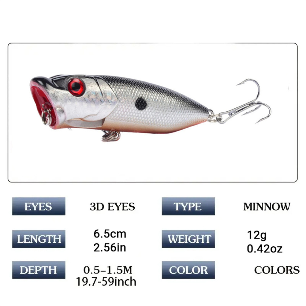 เหยื่อตกปลาแบบป๊อปเปอร์ 5 ชิ้น - Fishing Lure Popper บทวิจารณ์และราคา
