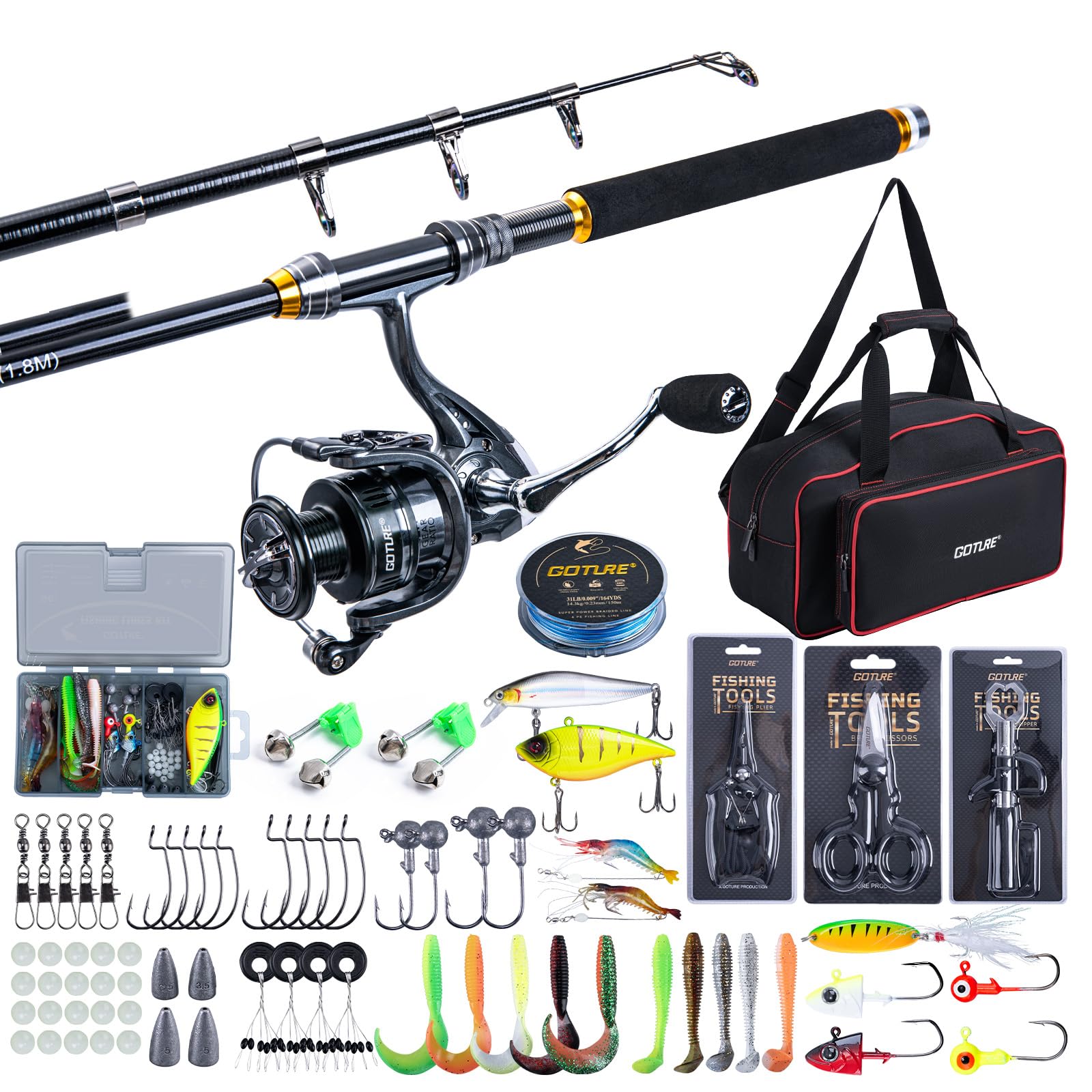 ชุดคันเบ็ดตกปลาแบบยืดหดได้ Got - Fishing Lure Spinner บทวิจารณ์และราคา
